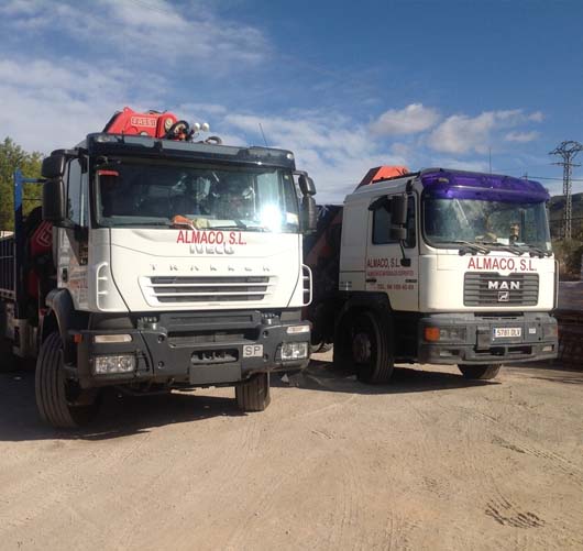 transporte de mercancías almaco meteriales de construccion, alquiler de gruas y plataformas, transporte de mercancias, alquiler de maquinaria construccion